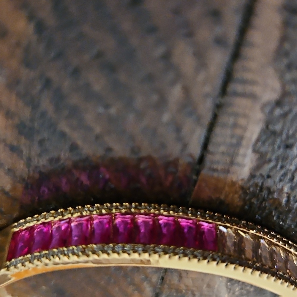 Elegant Gold and Pink Bangle Bracelet